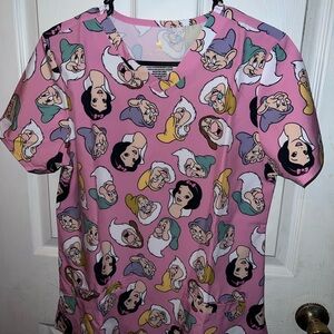 Disney Pink Character Scrub Top